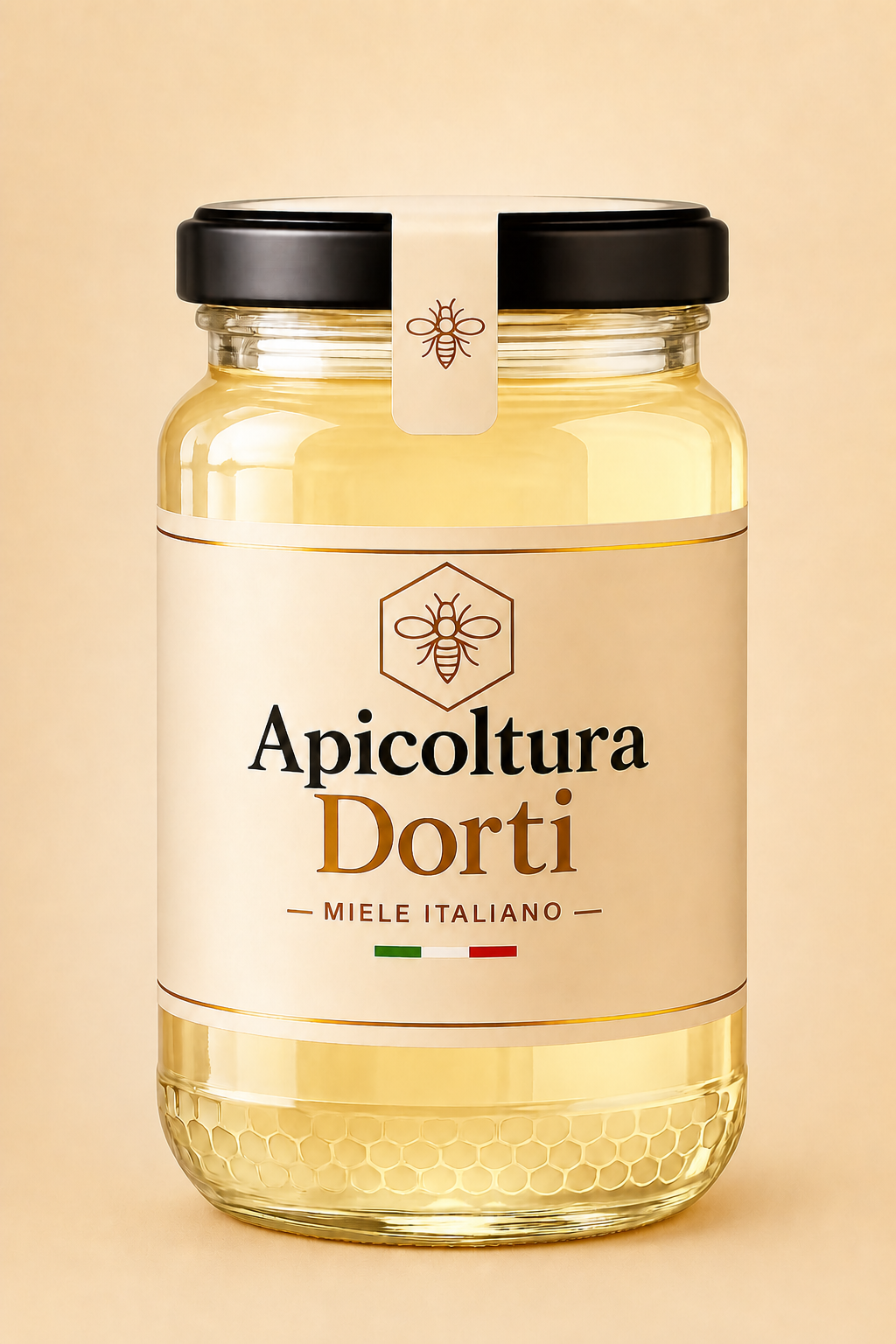 Miele di Acacia Apicoltura Dorti in vasetto con etichetta illustrata